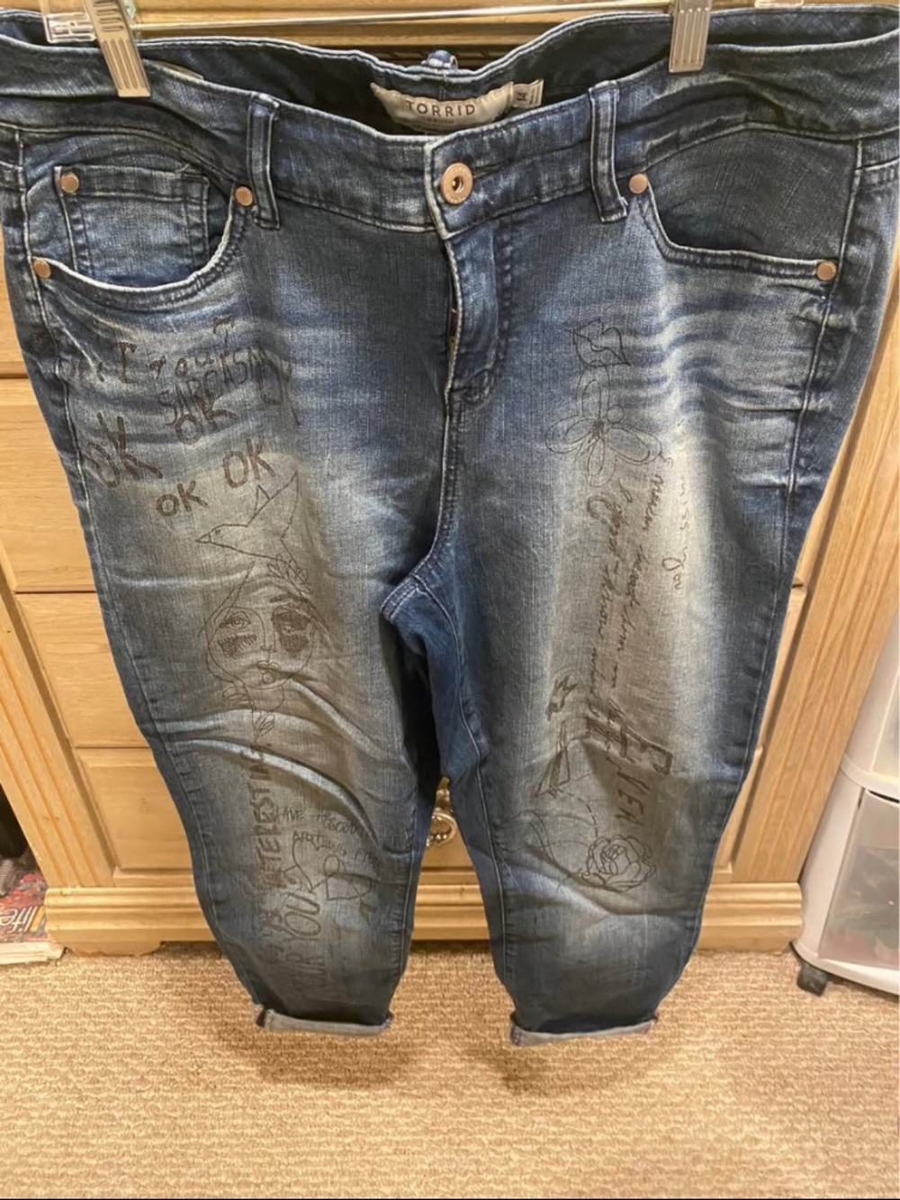 torrid Distressed Blue Graphic Boyfriend Jeans